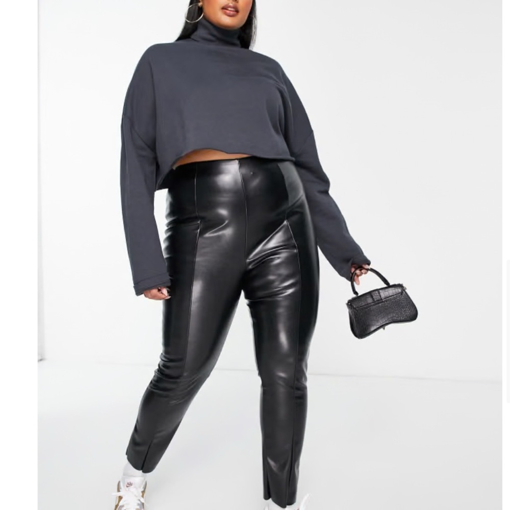 ASOS Design Curve leather look skinny pants